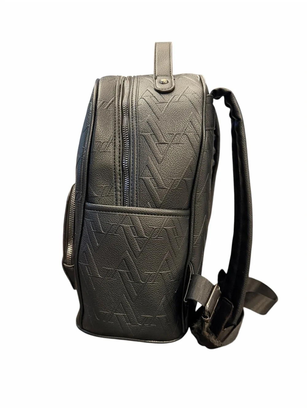 ADRIENNE Vittadini BLACK BACKPACK Debossed Logo Style NEW $210 Medium Travel
